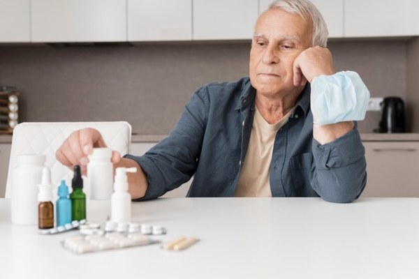 Oudere persoon die allergiesymptomen ervaart